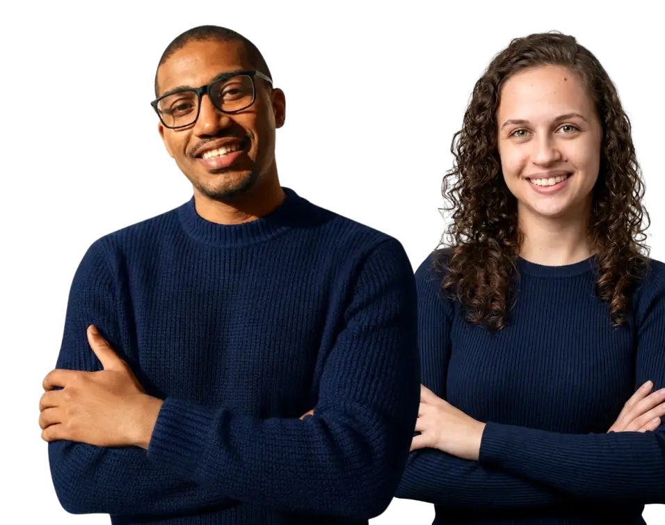 Laís e Rodrigo, da Agência LR, lado a lado e sorrindo